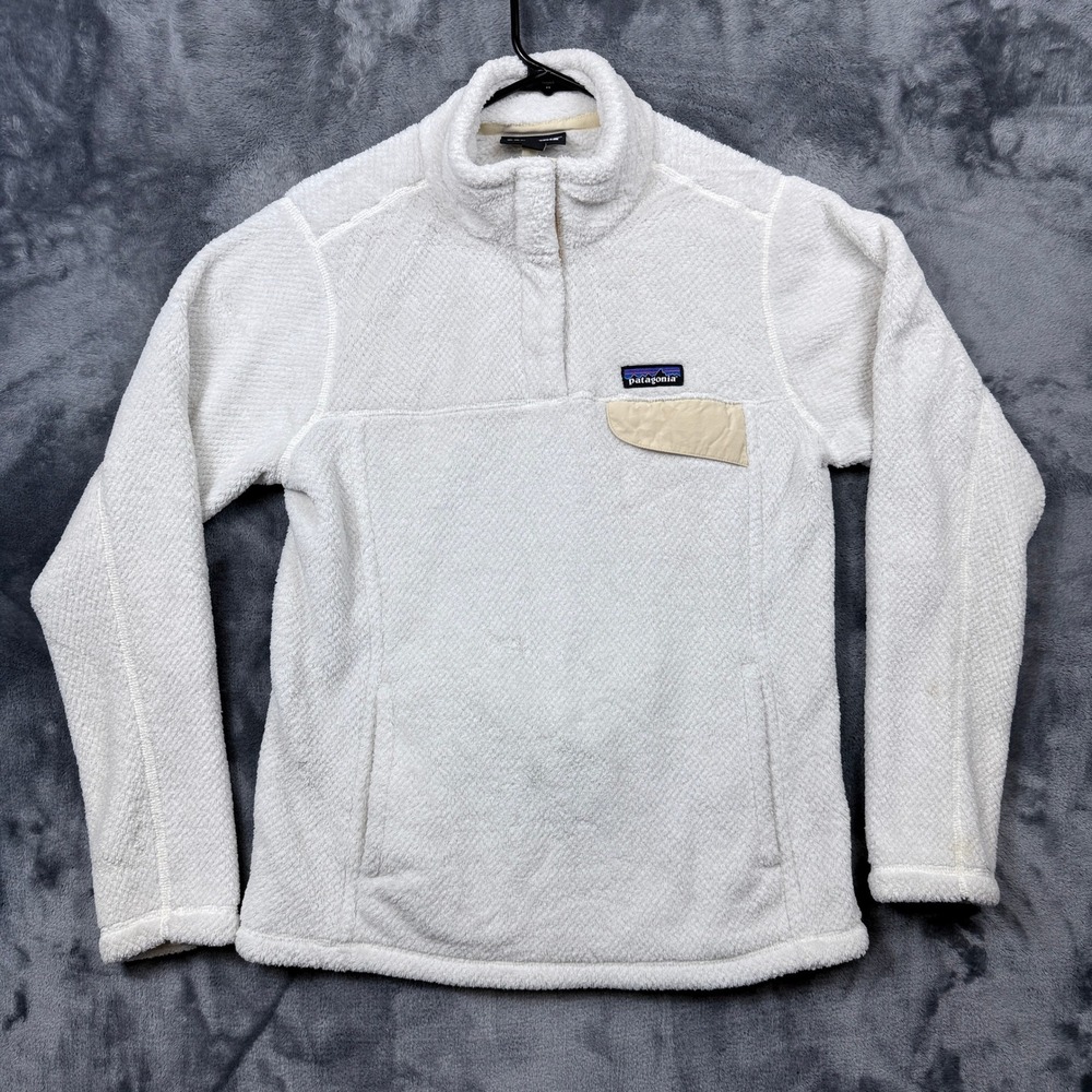 Patagonia Re-Tool Snap-T Pullover Womens Medium White Fleece 25443SP19 Pocket